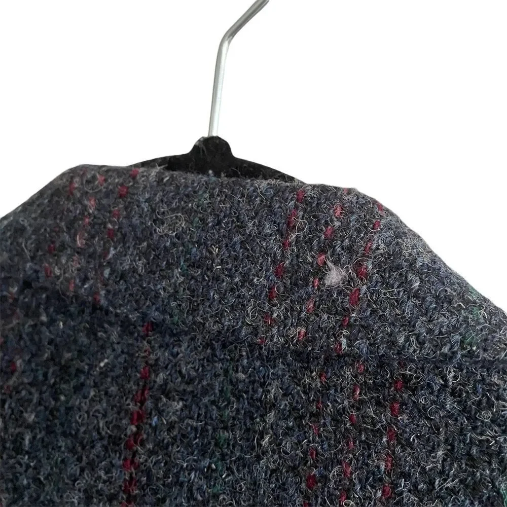 HARRIS TWEED Vintage Hand Woven Wool Sports Coat Jacket Blazer Navy Blue 40R - Picture 9 of 11